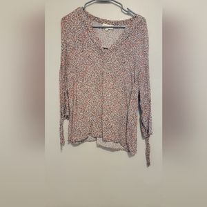 Orange flower peasant top